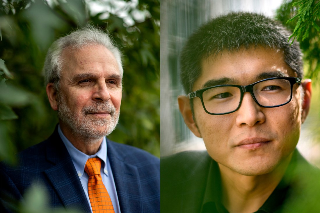 Headshots of Nikos Passas (left) and John Bai (right).