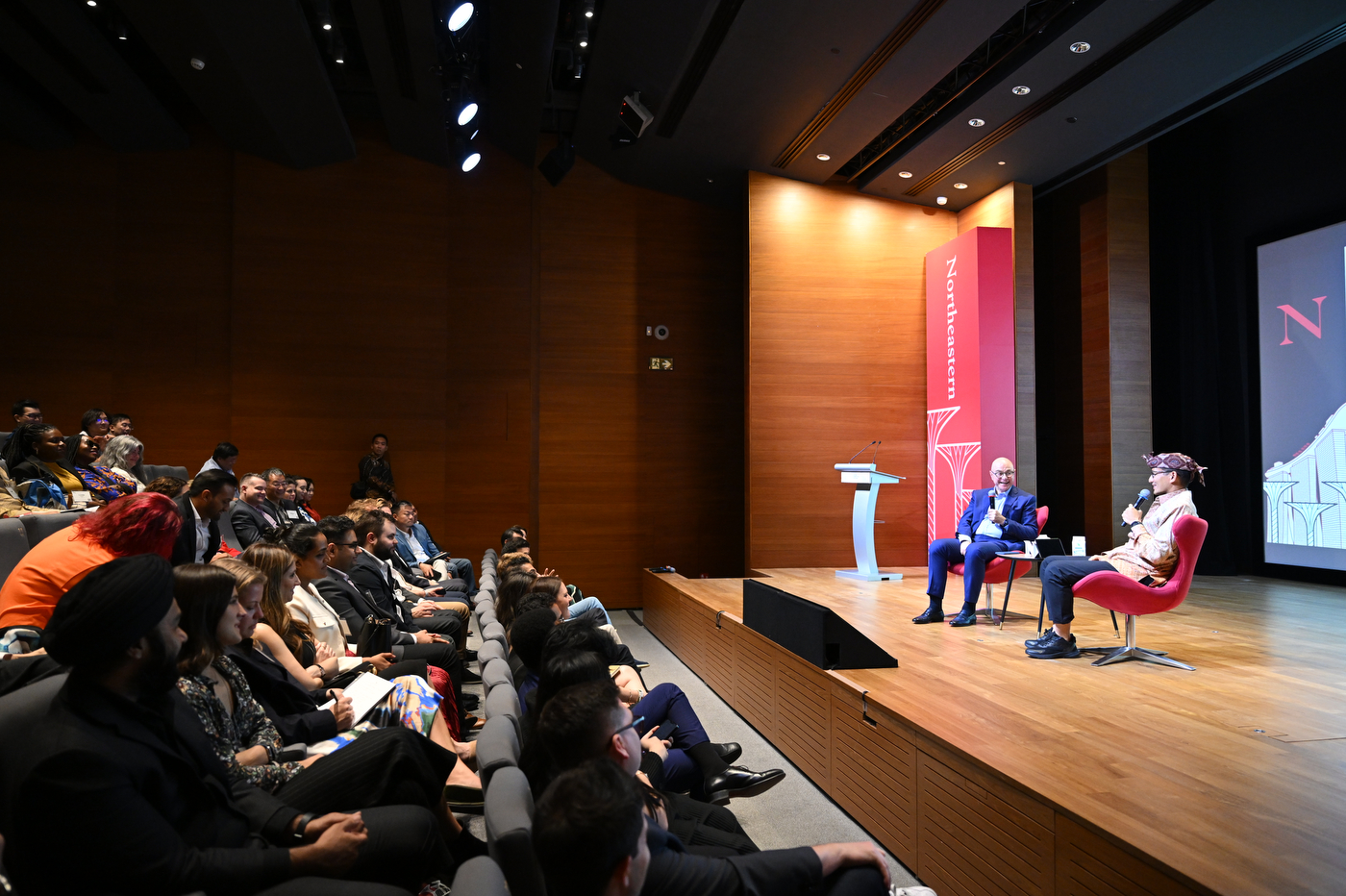 Northeastern President Joseph E. Aoun welcomed business, government and education leaders, as well as parents, students and graduates in Singapore for discussions about global issues.