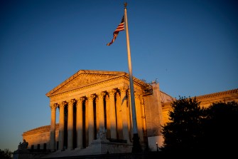 The Supreme Capitol at sunset.