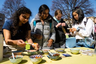 Students participating in activities on Krentzman Quad.