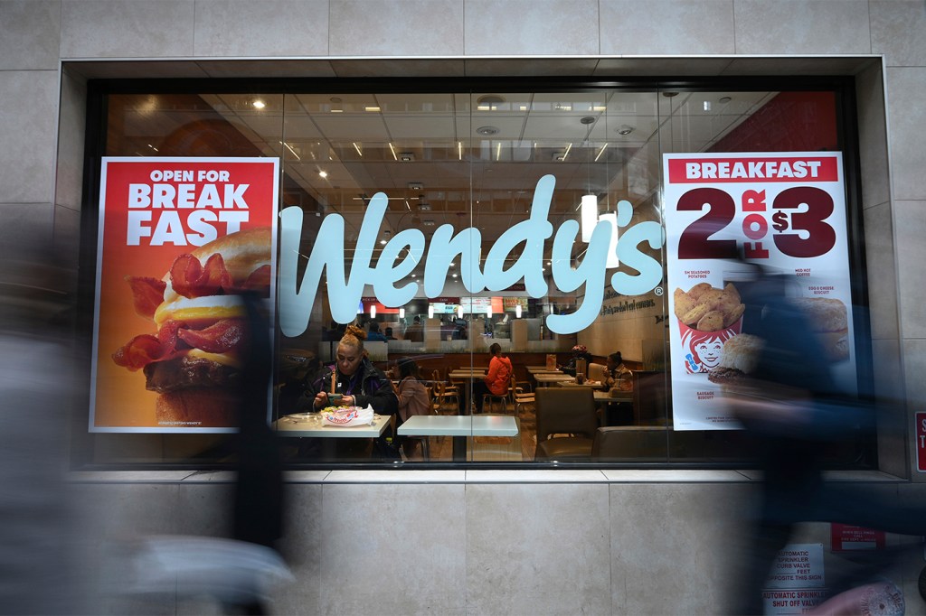 Window of a Wendy's restaurant in Manhattan.