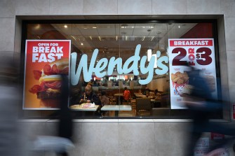 Window of a Wendy's restaurant in Manhattan.