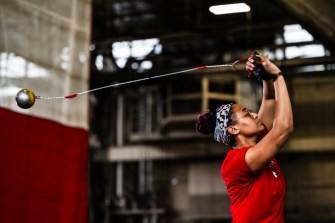 Liangie Calderon mid hammer throw.