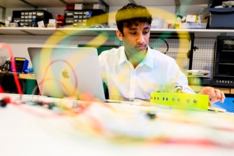 Alexander Pervizi working on an engineering project.