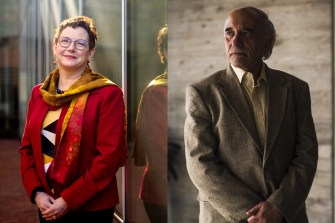 Headshot of Elizabeth Mynatt (left) and Eduardo Sontag (right).