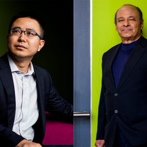 Headshot of Raymond Fu (left) and Srinivas Sridhar (right).