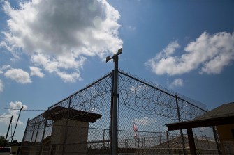 A fence outside of a correctional facility in Alabama.