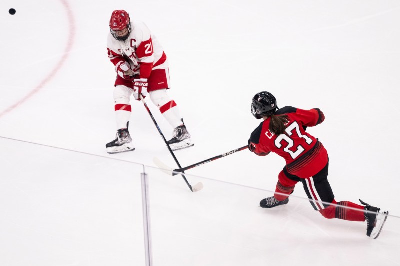 Megan Carter playing hockey.