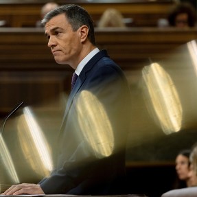 Pedro Sanchez in the Spanish Parliament building.