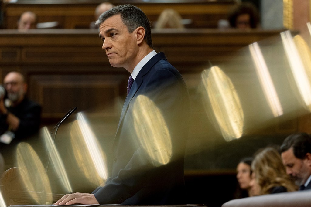 Pedro Sanchez in the Spanish Parliament building.