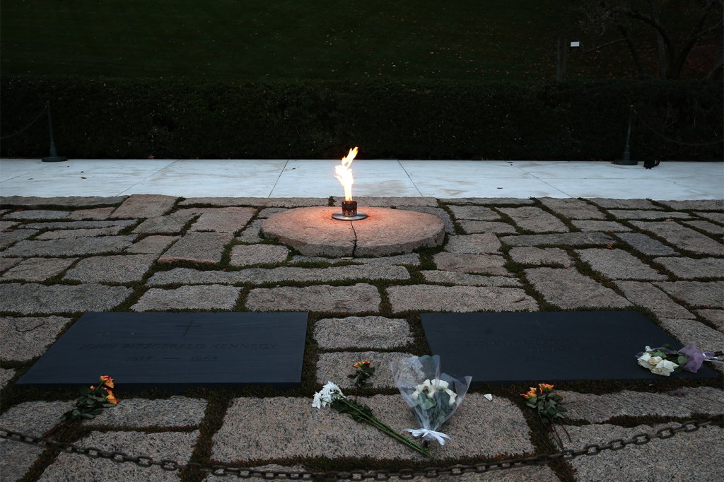 The eternal flame at the gravesite of JFK.