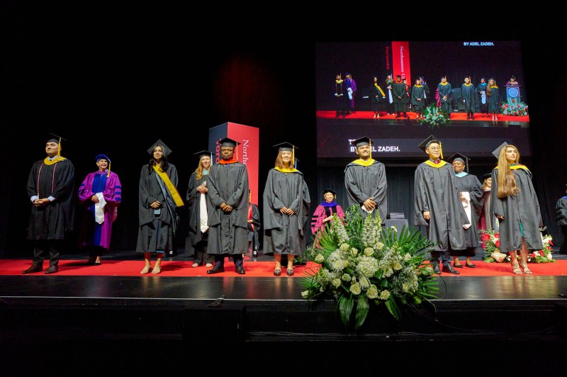 Graduates lined up on stage at the Toronto conocation.