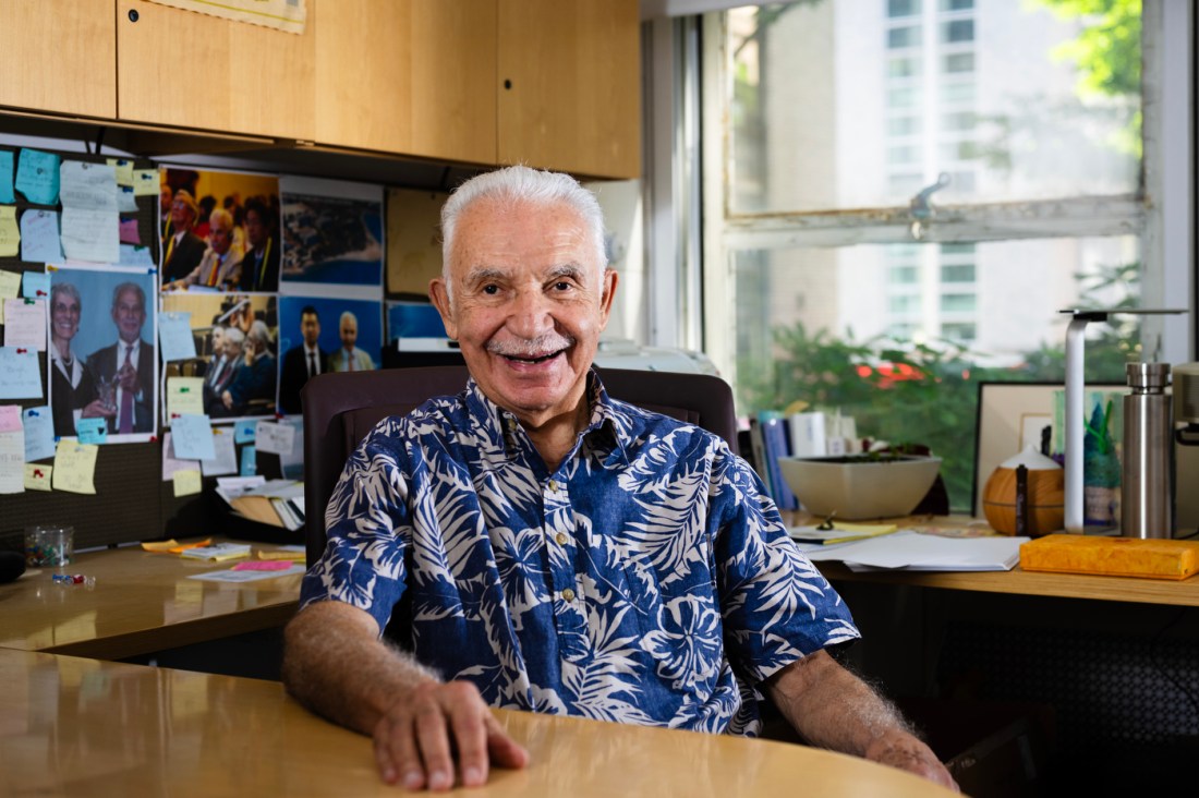 Alexandros Makriyannis, director of the Center for Drug Discovery at Northeastern University, poses for a portrait.