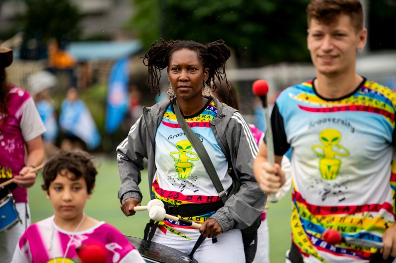 Participants in the Boston Unity Cup on Carter Field.