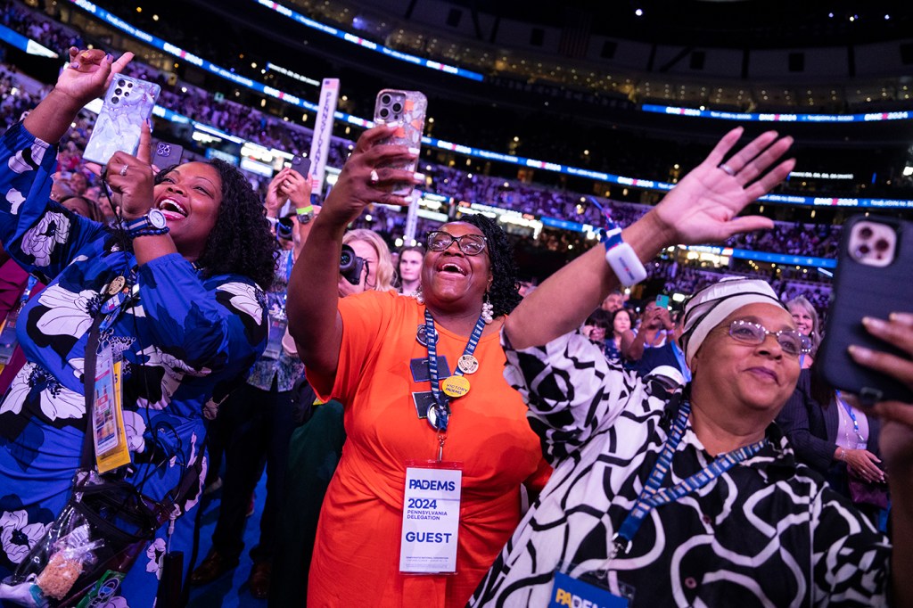 Delegates singing along at the DNC.