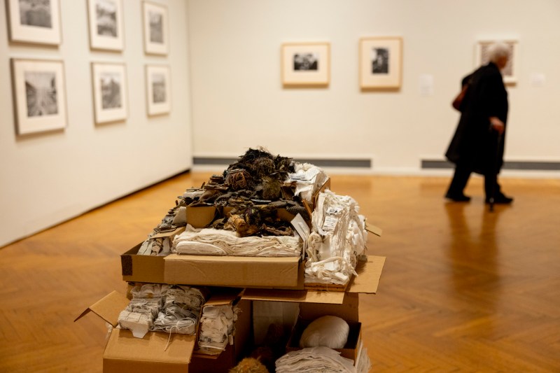 An art exhibit on display in the center of a room at the Mills College Art Museum.