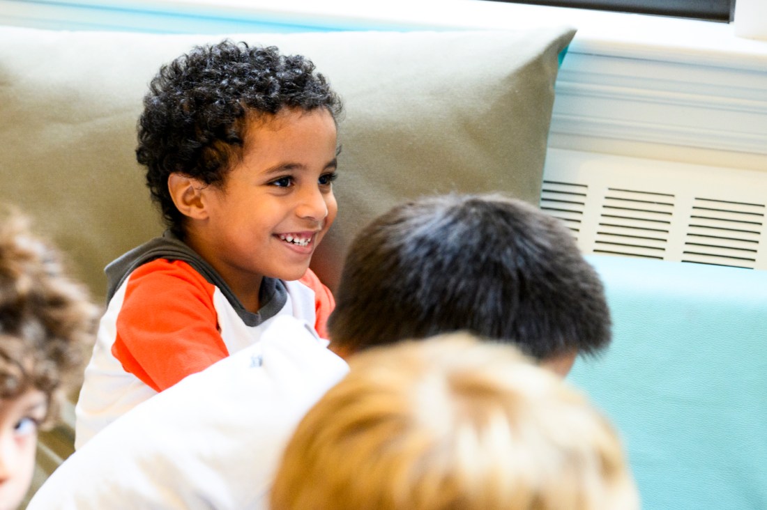 A child smiling.