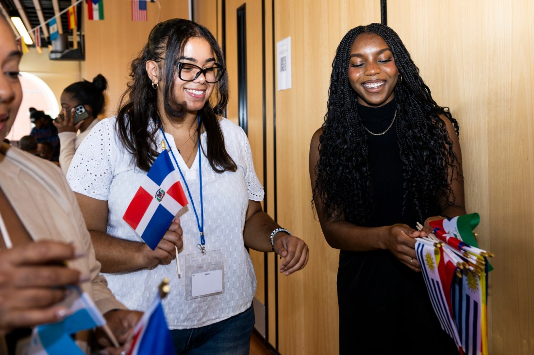 Co-ops Josiehanna Colon and Christly Bright-Agindotan help students at Boston Public Schools.