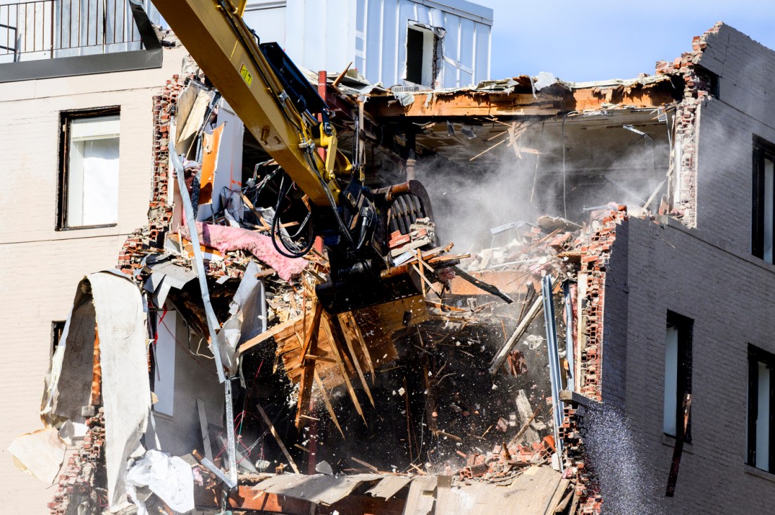 White Hall being demolished.