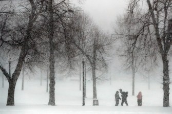 The Boston Campus covered in snow.