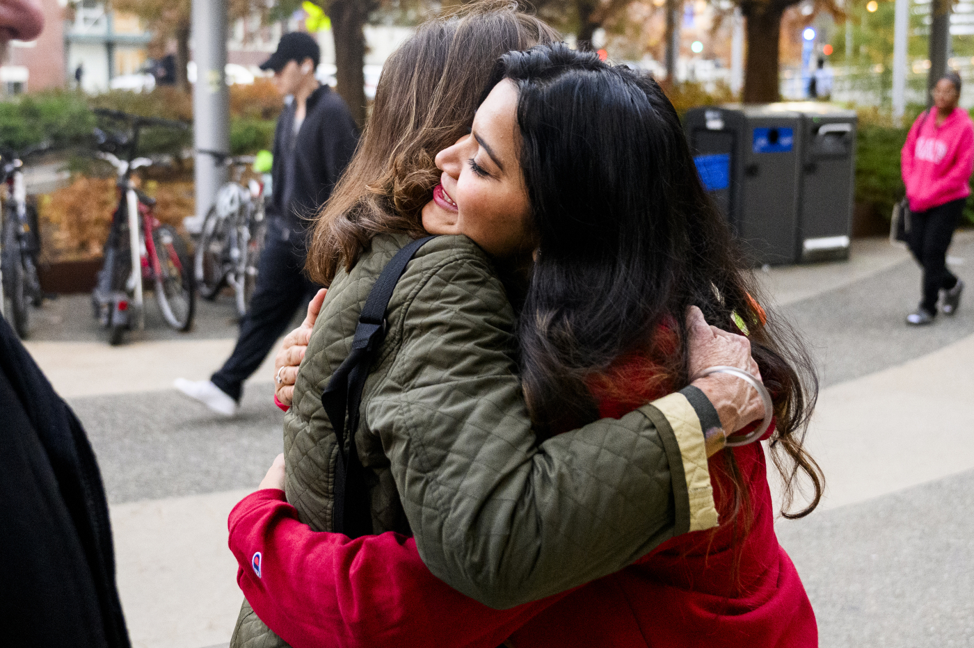 Vaishnavi Choukwale hugging another person.