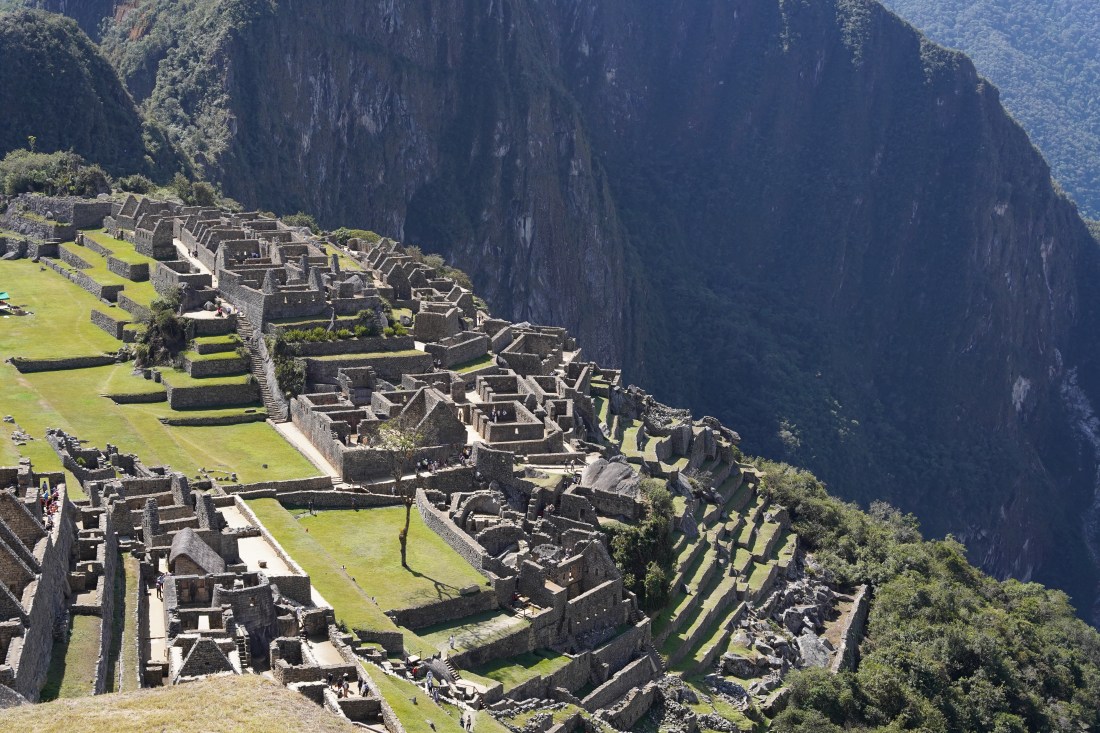 An aerial view of Machu Picchu.