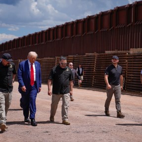 Donald Trump walking near the border.