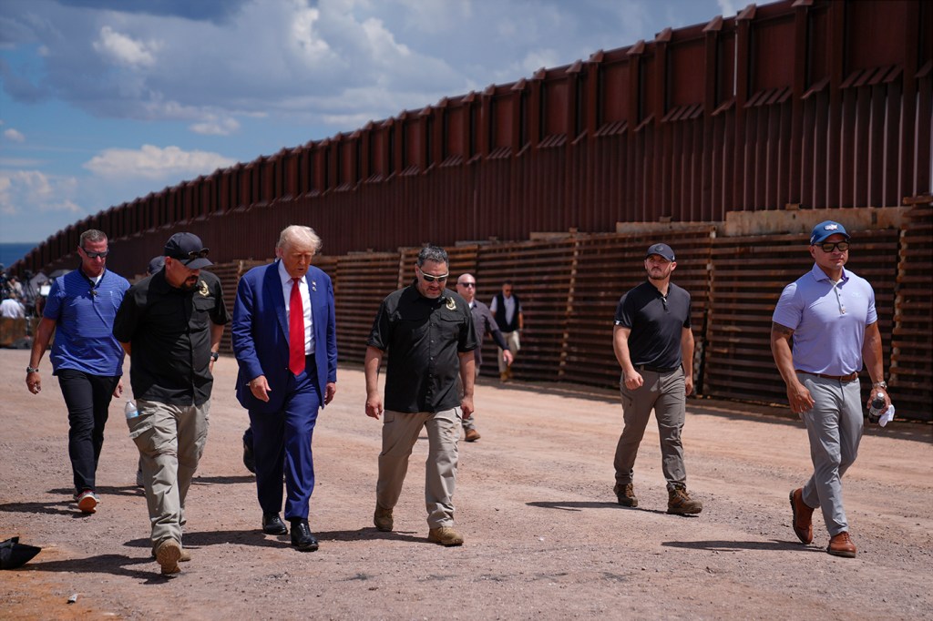 Donald Trump walking near the border.