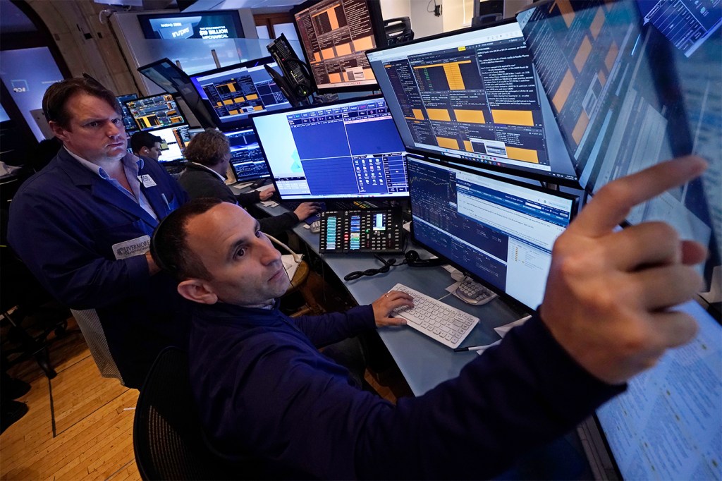 Traders working on the New York Stock floor.