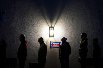 Silhouette of voters lined up in Arizona.