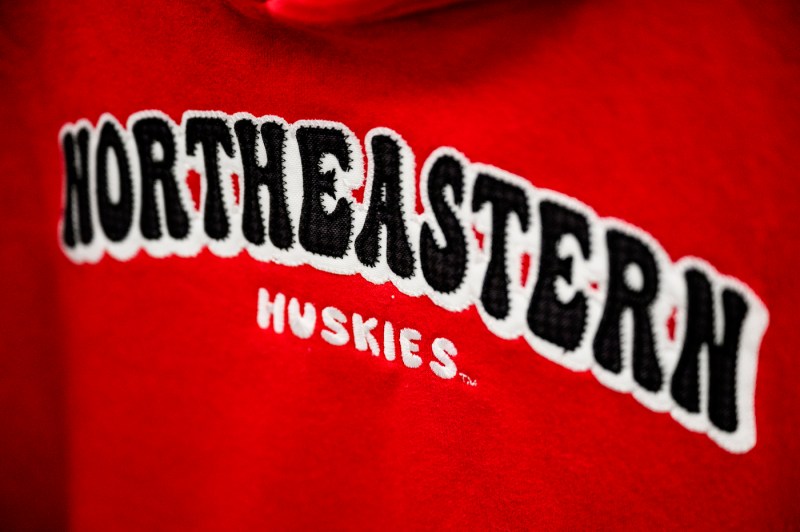 A Northeastern branded sweatshirt.