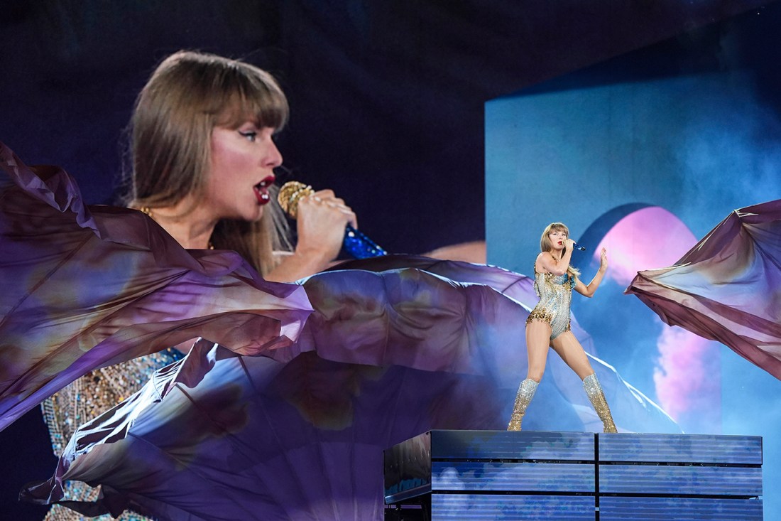 Taylor Swift singing on stage at 