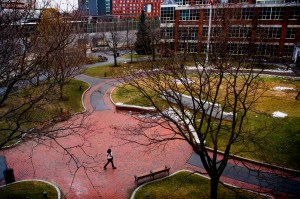 The Northeastern Boston campus at winter time.