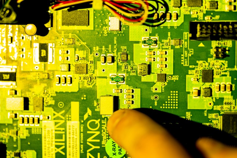 A circuit board in the lab.