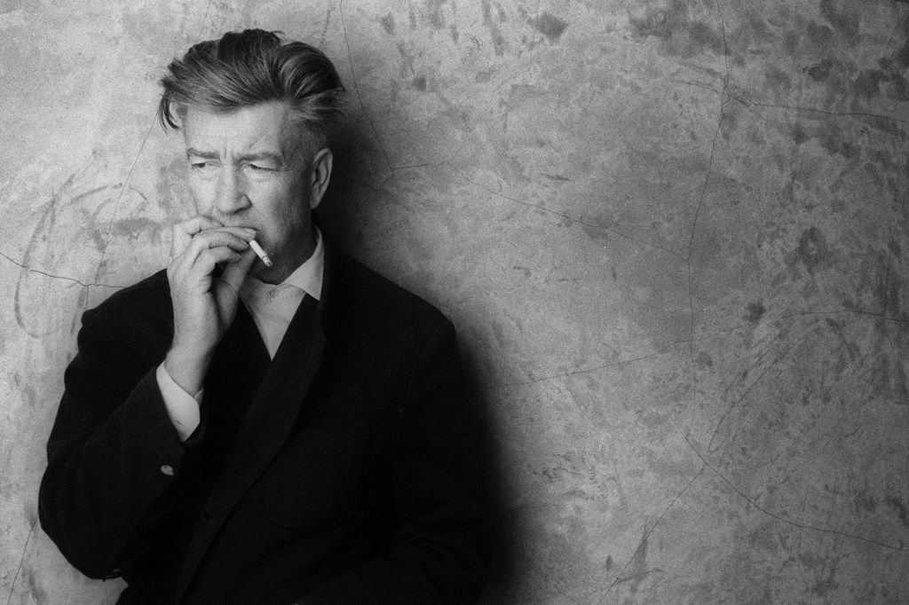 Black and white photo of David Lynch.