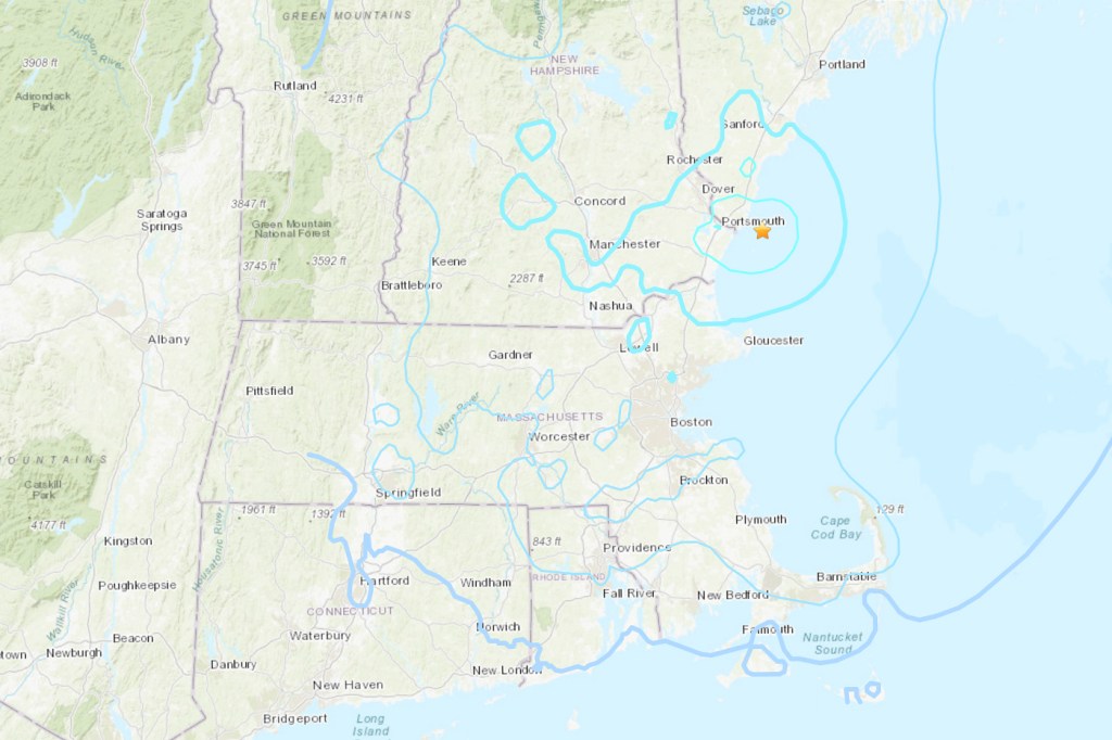 A screenshot of a digital map of New England.