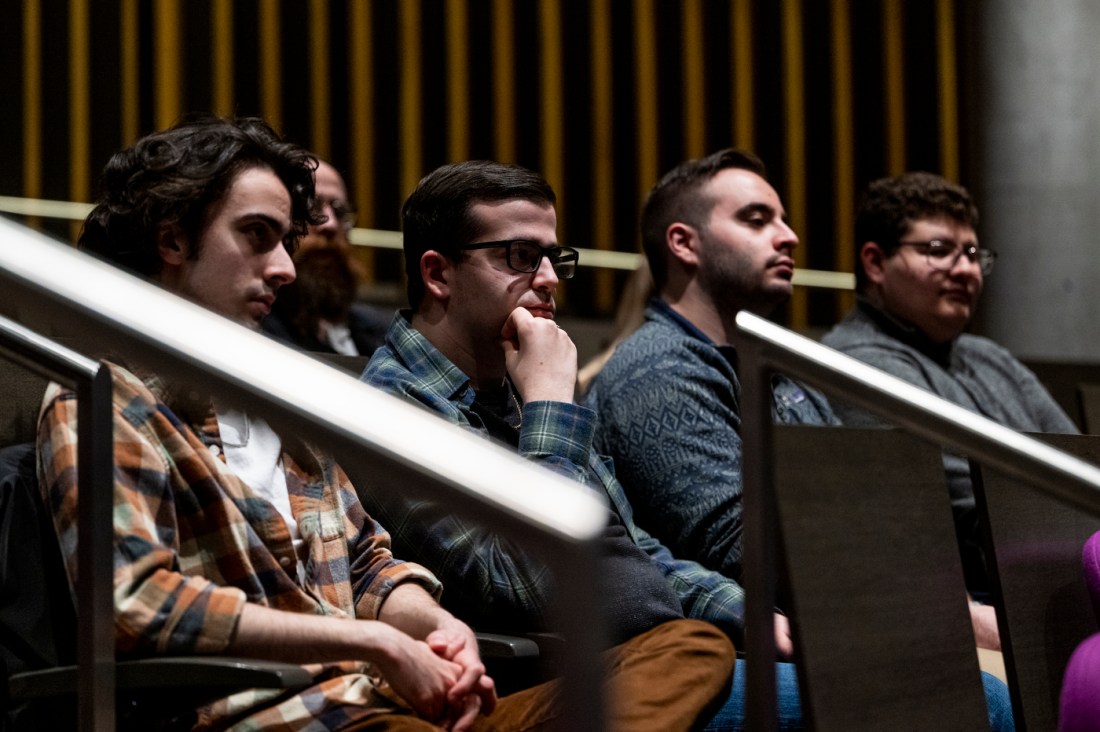 Audience members listen during Justice Rosalie Abella’s lecture at Northeastern.