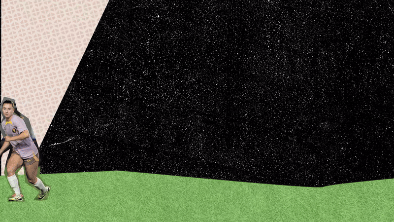 An animation of a soccer player taking a shot.