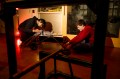 Bryan Thomas and Matt Geisel working on a robot.