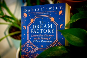 A blue book with the title 'The Dream Factory' on it in white text.