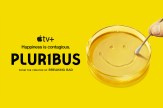 A yellow logo for the forthcoming television show &quot;Pluribus.&quot;