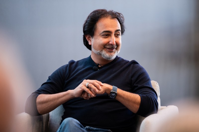 Hemant Taneja, CEO of General Catalyst, speaks during a fireside chat with Northeastern president Joseph E. Aoun in EXP on Oct. 6, 2025.